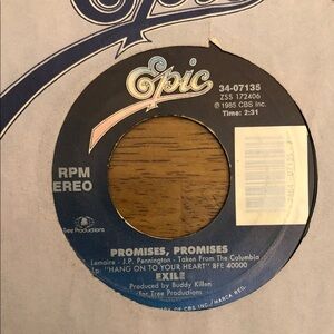 Exile Vinyl 45 Record Promises Promises/She’s Too Good To Be True